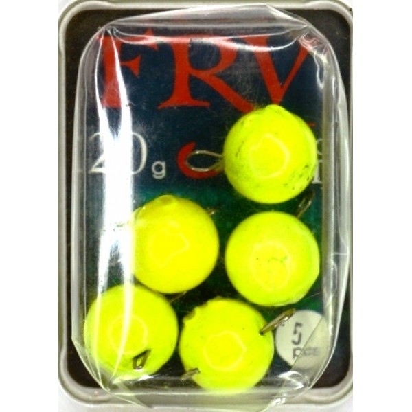 Рибальське грузило, вухате, розбірне, 5шт/уп, колір Lime, 20г